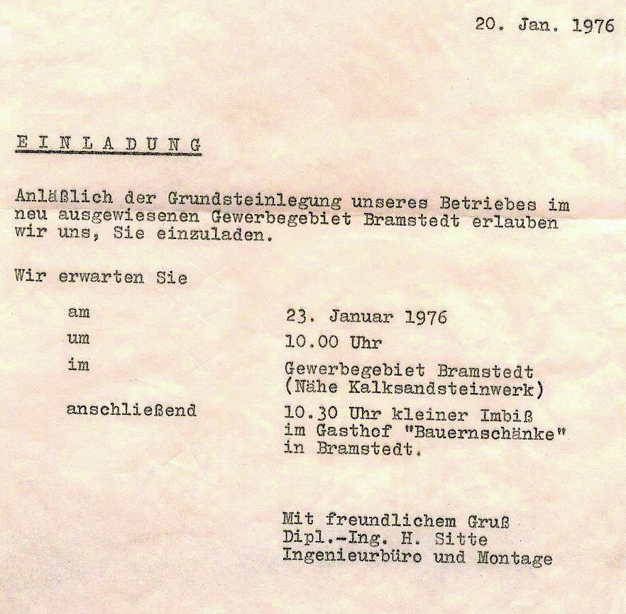 1976 - Umzug
nach Bramstedt – noch heute Standort der Hauptverwaltung